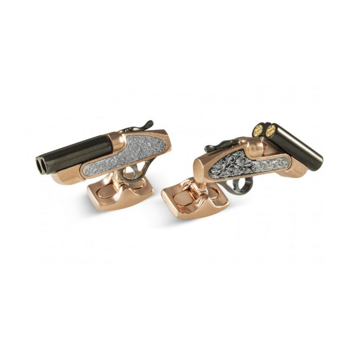 Deakin & Francis Silver & Rose Gold Plated Shotgun Cufflinks