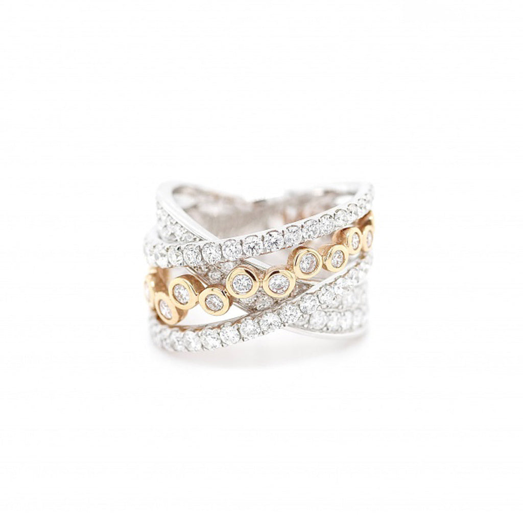 18ct Rose and White Gold Diamond Dress Ring  BALDWIN Jewellery