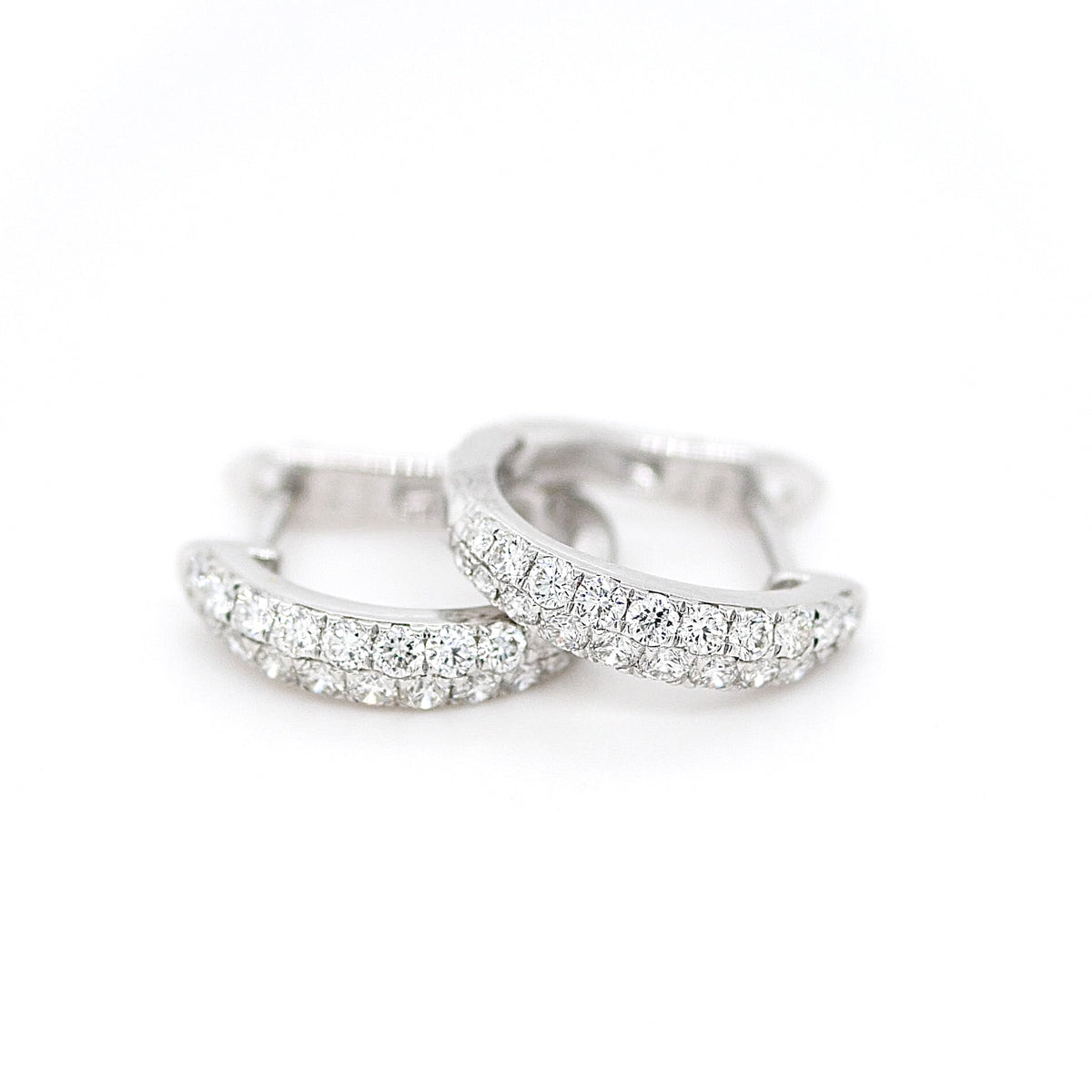 18ct White Gold Pave Set 0.47ct Diamond Tapered Hoop Earrings