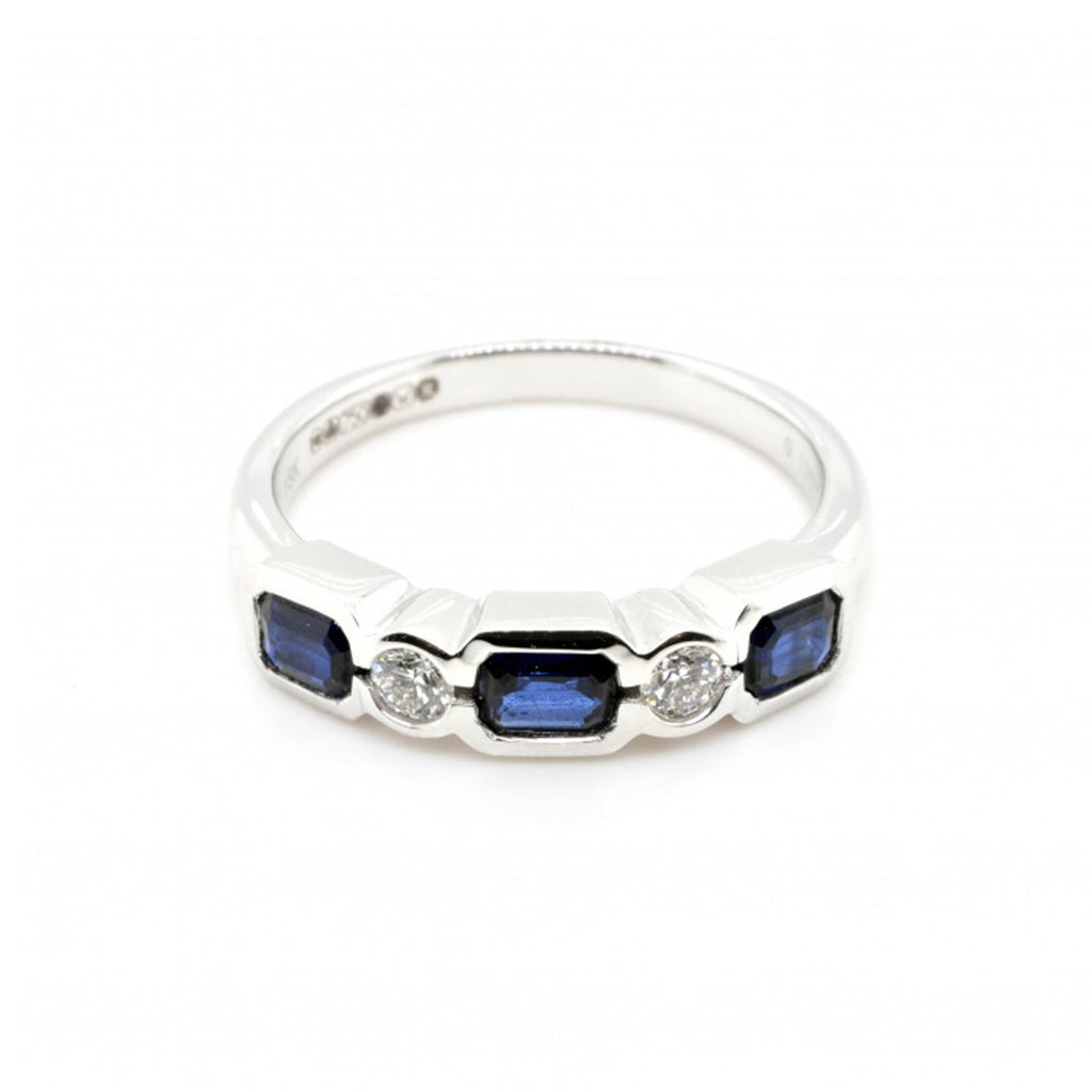 18ct White Gold Sapphire Diamond Eternity Ring BALDWIN Jewellery