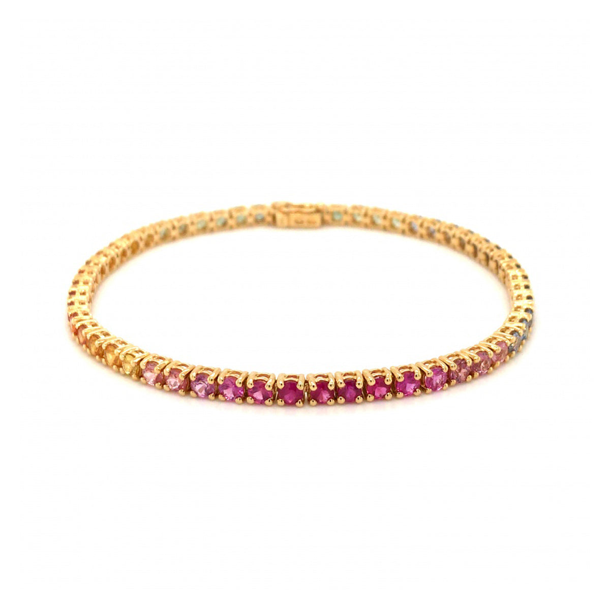 18ct Yellow Gold Rainbow Sapphire Bracelet