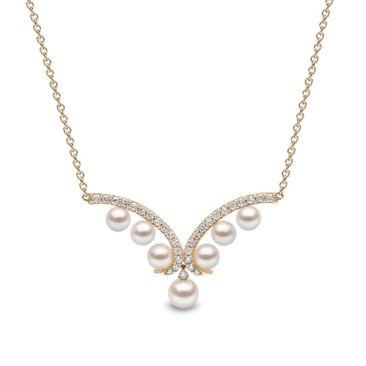 18ct Yellow Gold Yoko London Akoya Pearl and Diamond Necklace