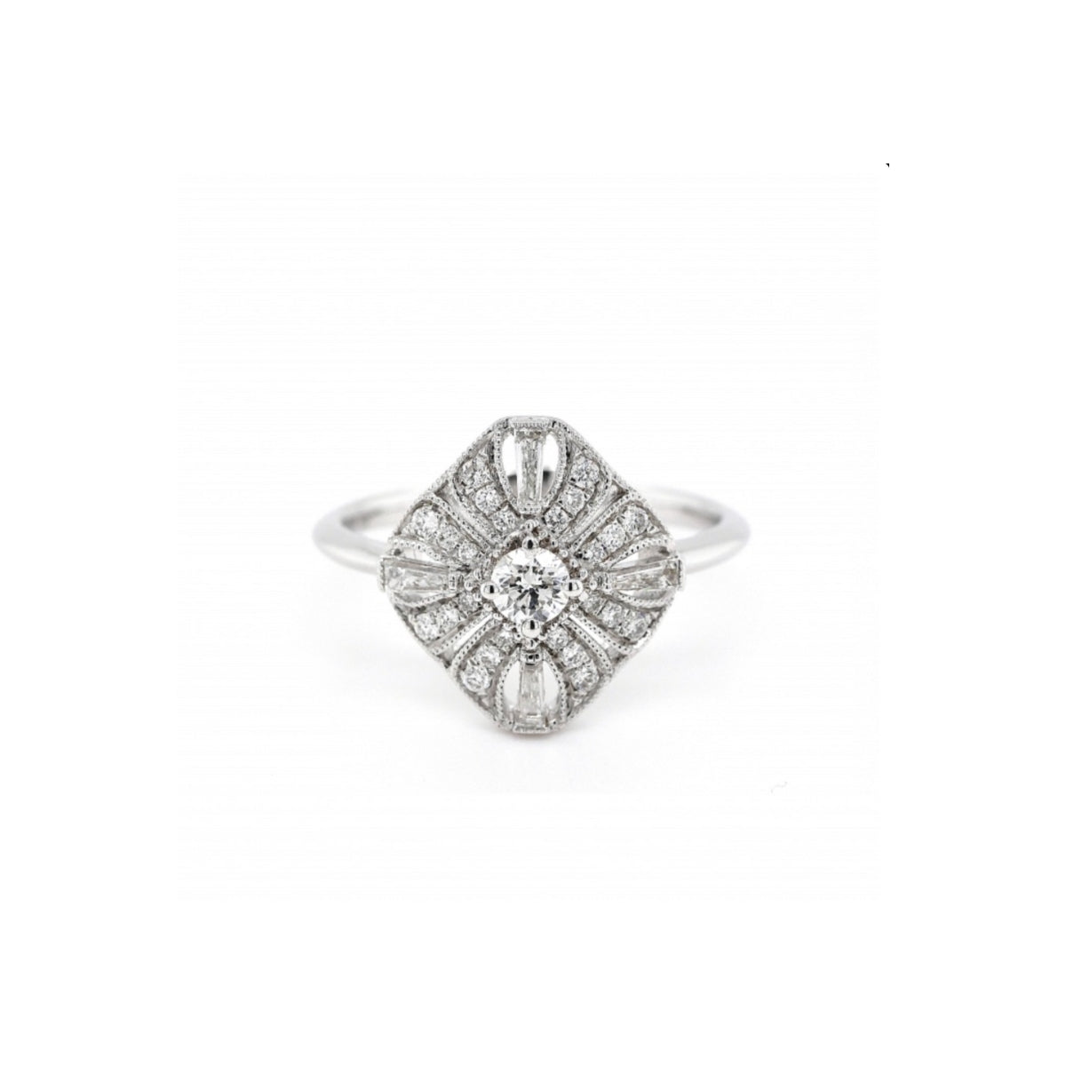 18ct White Gold Diamond Art Deco Ring