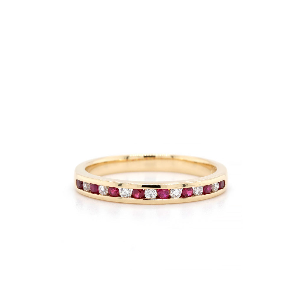 18ct Yellow Gold Ruby and Diamond Channel Set 15-Stone Eternity