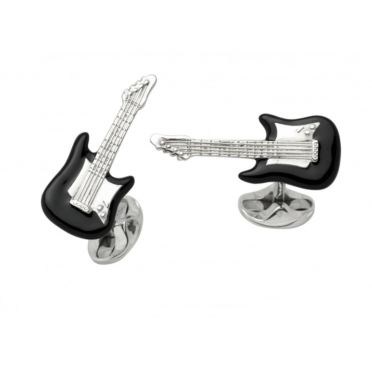 A pair of Sterling Silver Black Guitar Cufflinks