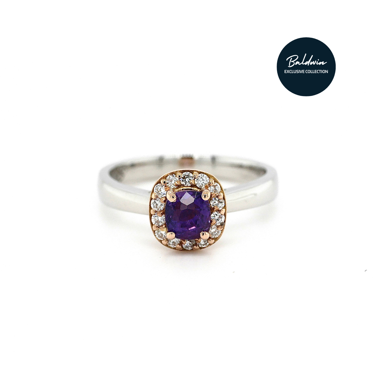 Platinum Purple Colour Changing Sapphire and Diamond Ring