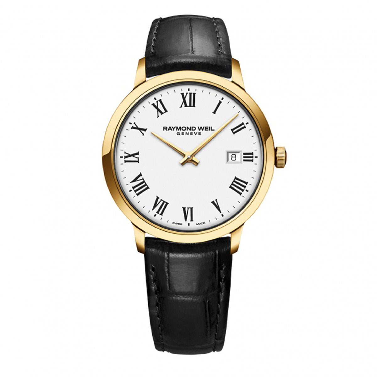 Raymond Weil 'Toccata' 39mm Yellow Gold Watch with Black Strap