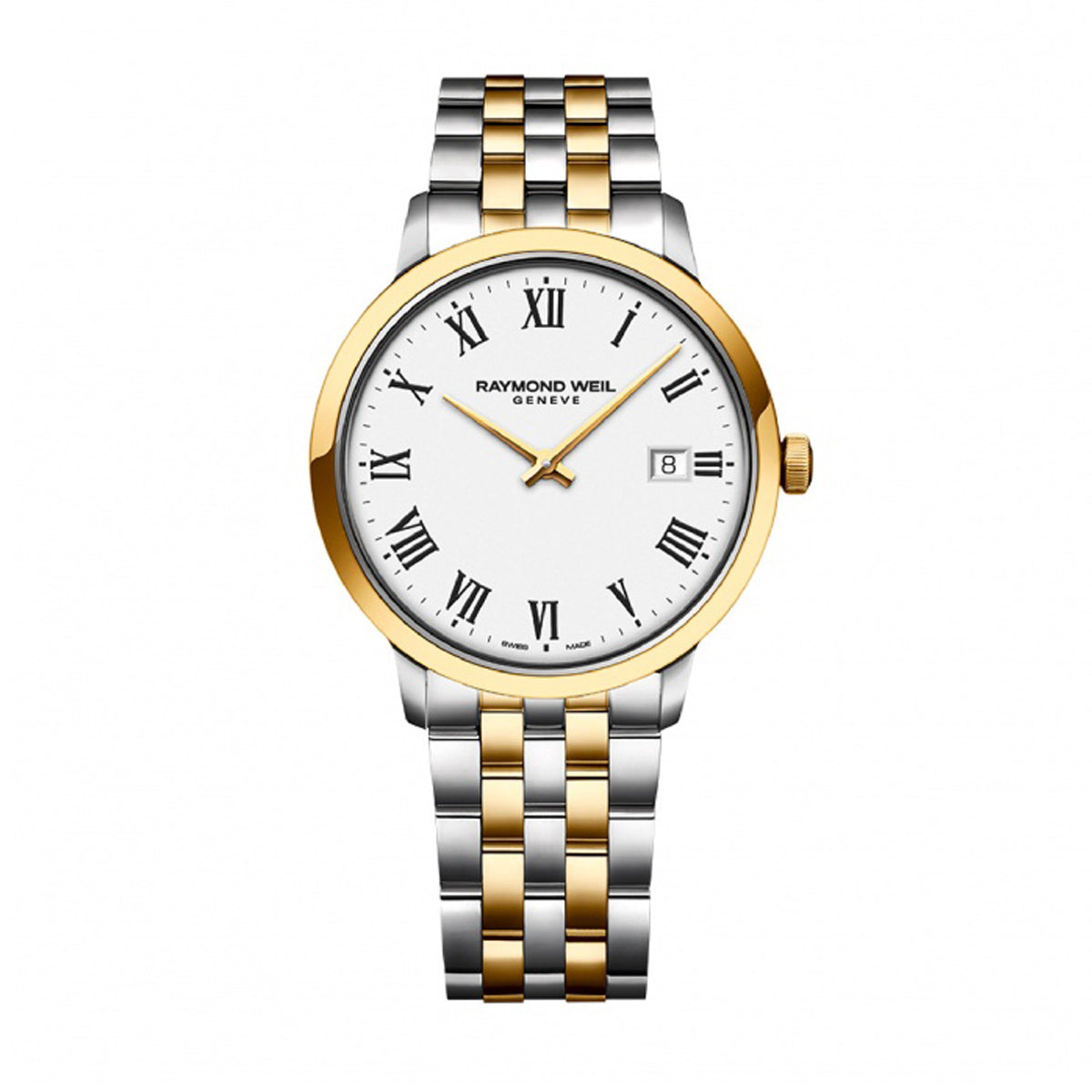 Raymond Weil 'Toccata' Mens 39mm Yellow Gold White Watch