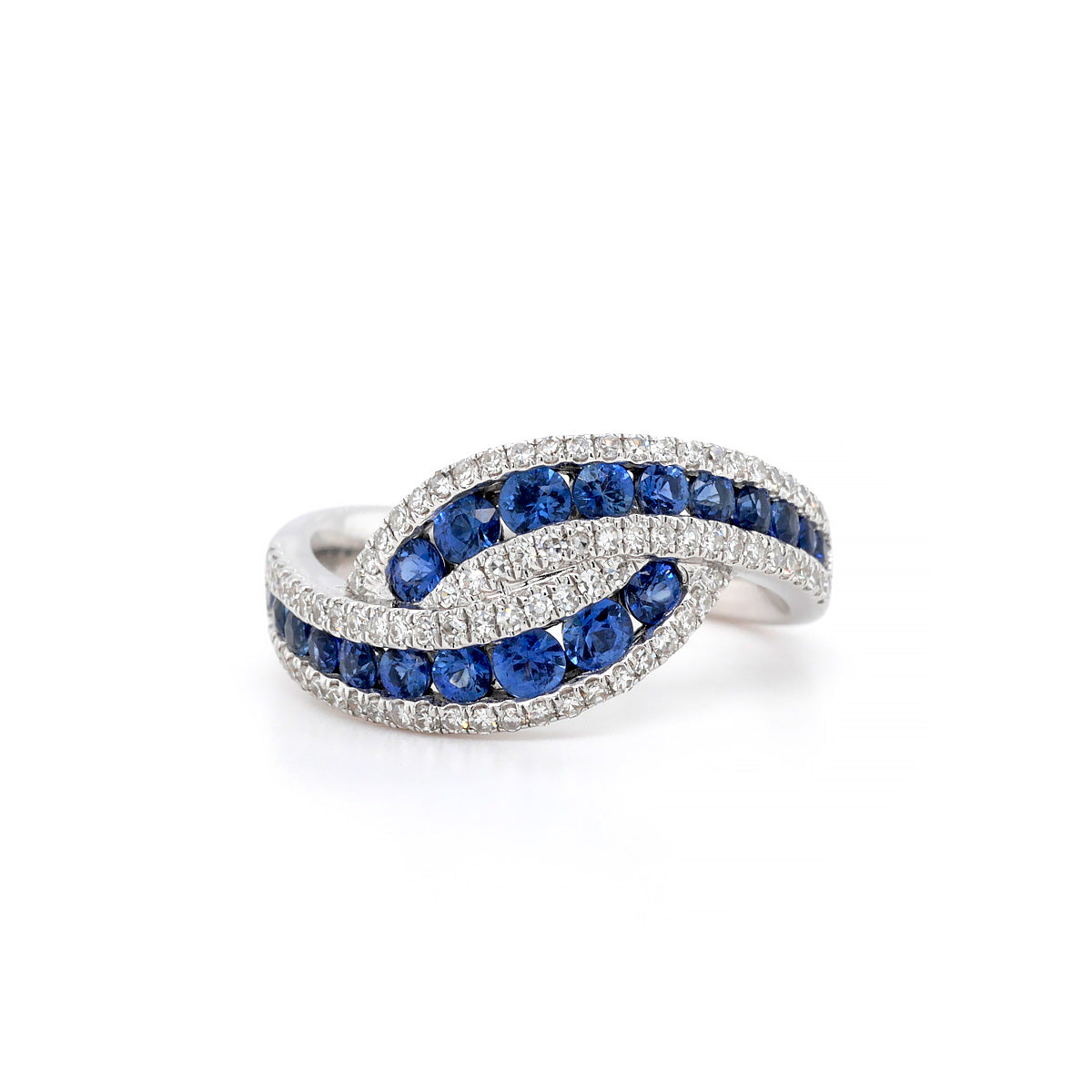 18ct White Gold Sapphire and Diamond Twist Ring