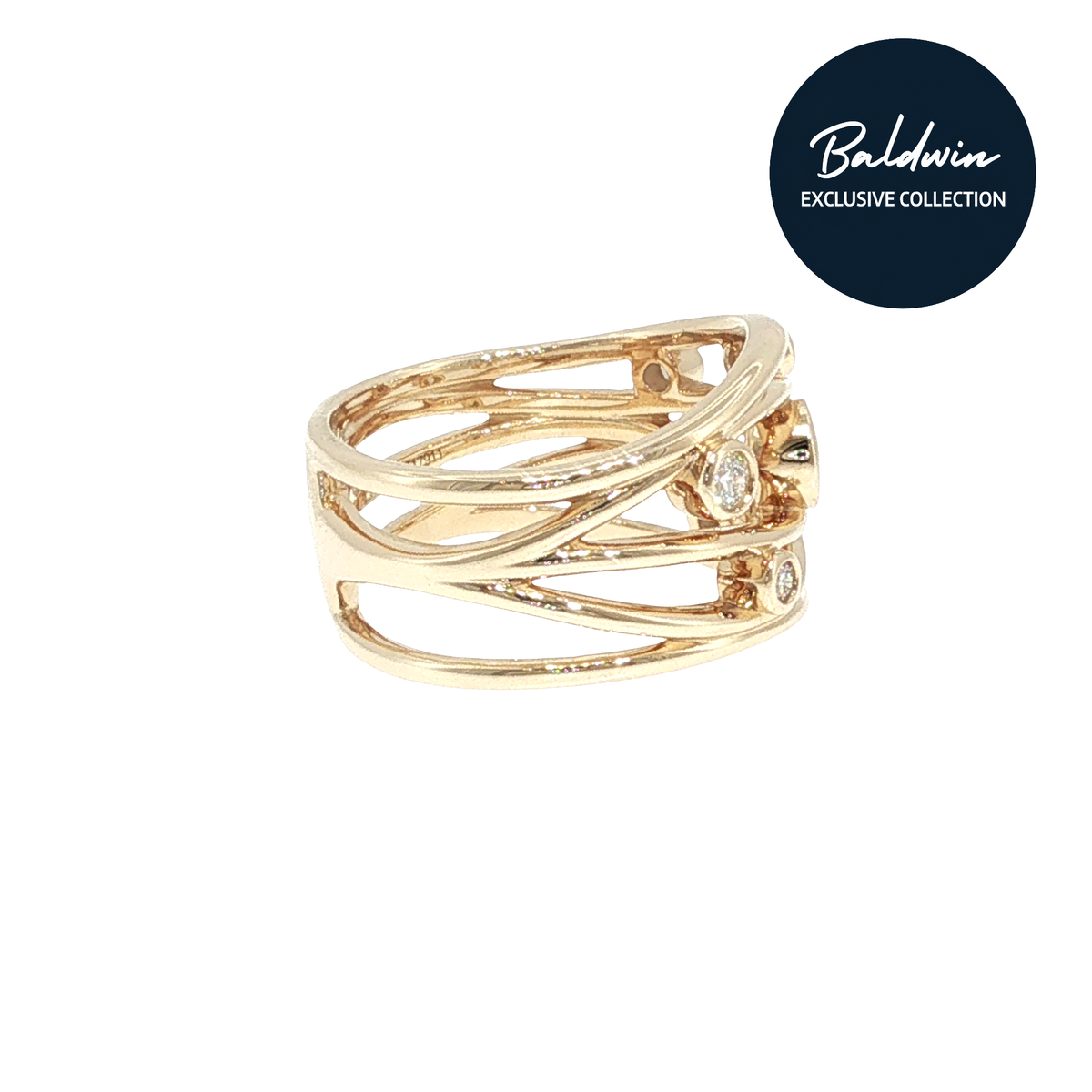 9ct Yellow Gold Multi Row 0.39ct Diamond Ring James Baldwin Exclusive Collection, Effervescence