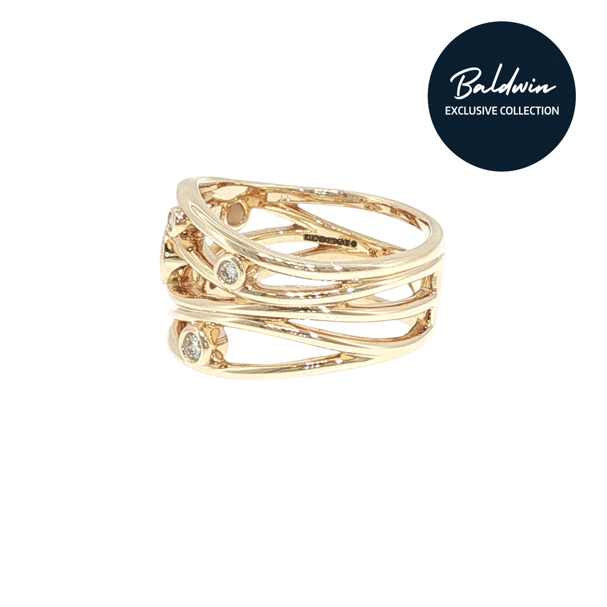 9ct Yellow Gold Multi Row 0.39ct Diamond Ring James Baldwin Exclusive Collection, Effervescence