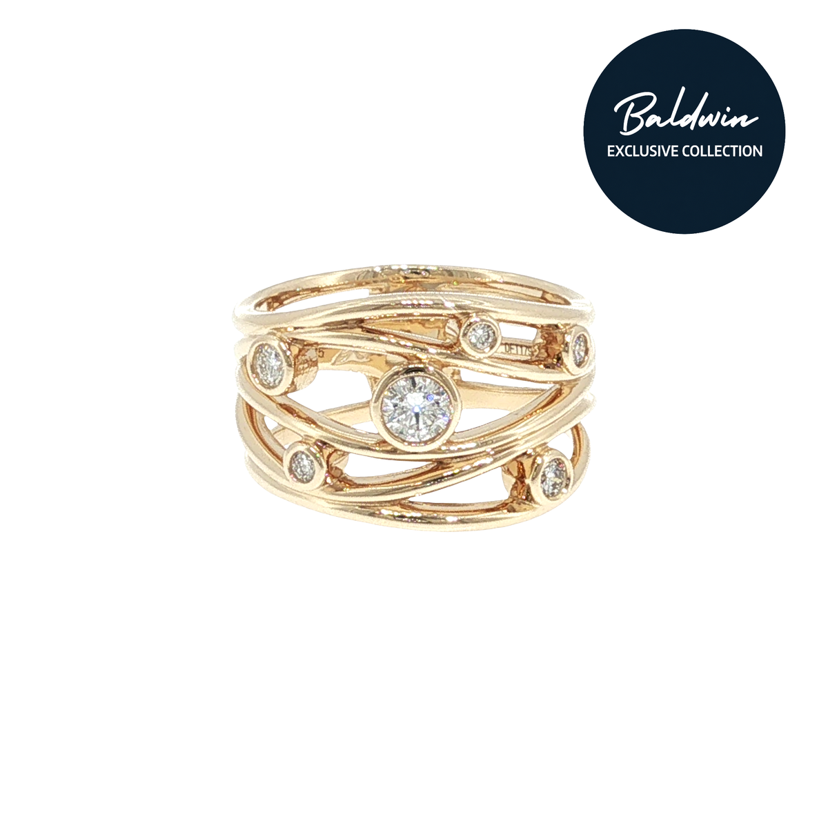 9ct Yellow Gold Multi Row 0.39ct Diamond Ring James Baldwin Exclusive Collection, Effervescence
