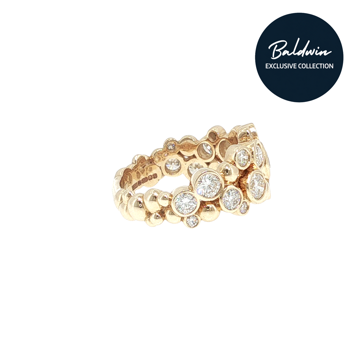 9ct Yellow Gold 1.79ct Diamond Bubble Cluster Ring James Baldwin Exclusive Collection, Effervescence