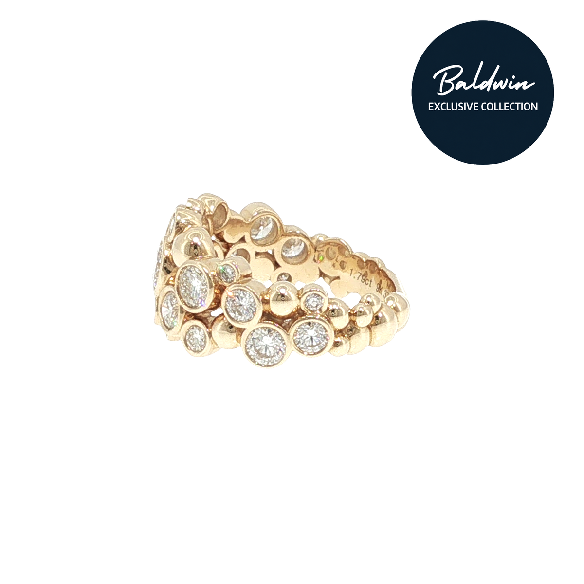 9ct Yellow Gold 1.79ct Diamond Bubble Cluster Ring James Baldwin Exclusive Collection, Effervescence