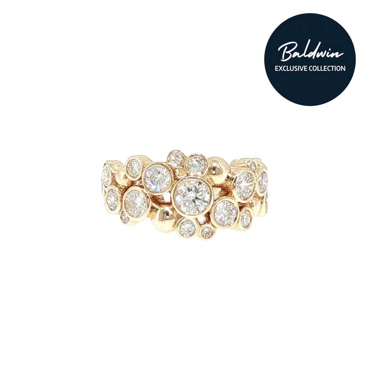 9ct Yellow Gold 1.79ct Diamond Bubble Cluster Ring James Baldwin Exclusive Collection, Effervescence