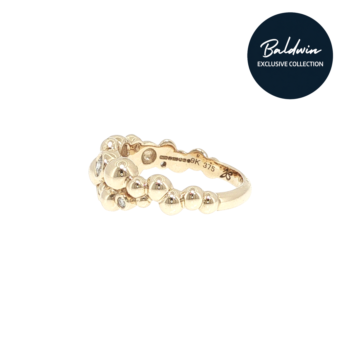 9ct Yellow Gold 0.22ct Diamond Multistone Bubble Ring James Baldwin Exclusive Collection, Effervescence