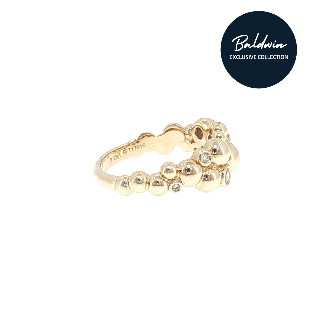 9ct Yellow Gold 0.22ct Diamond Multistone Bubble Ring James Baldwin Exclusive Collection, Effervescence