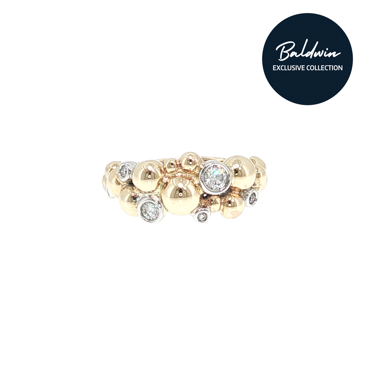 9ct Yellow and White Gold 0.21ct Diamond Bubble Cluster Ring James Baldwin Exclusive Collection, Effervescence