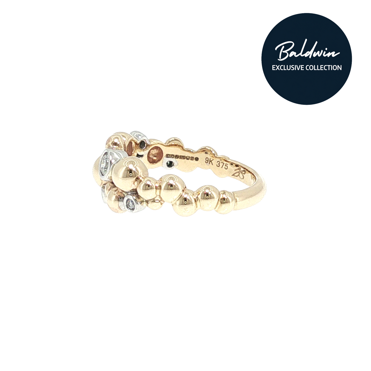 9ct Yellow and White Gold 0.21ct Diamond Bubble Cluster Ring James Baldwin Exclusive Collection, Effervescence