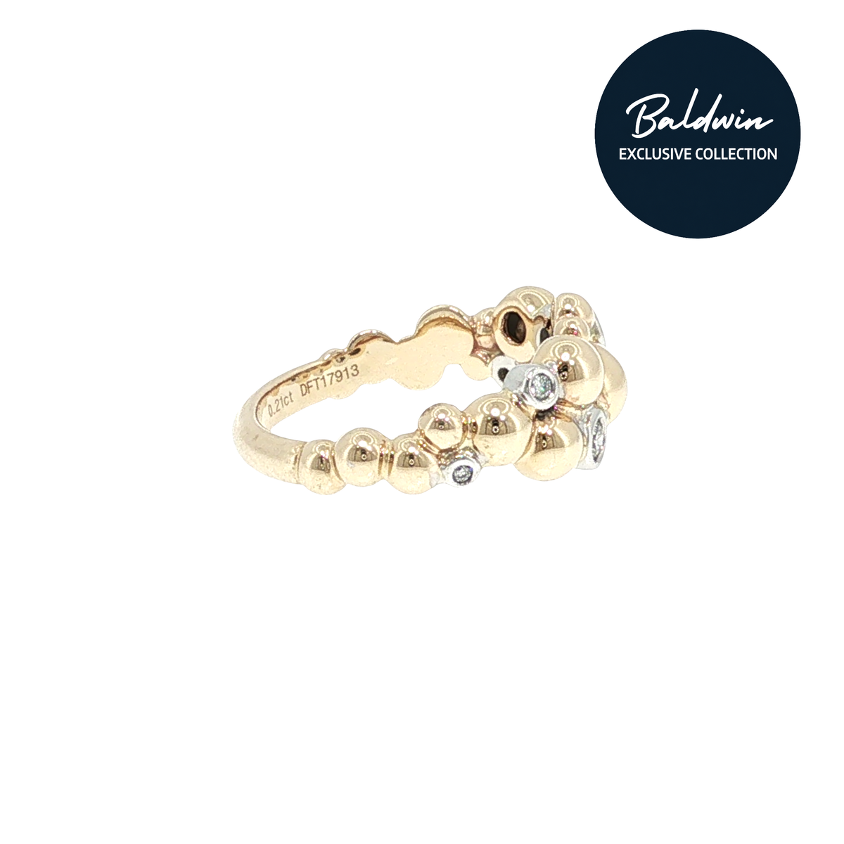 9ct Yellow and White Gold 0.21ct Diamond Bubble Cluster Ring James Baldwin Exclusive Collection, Effervescence