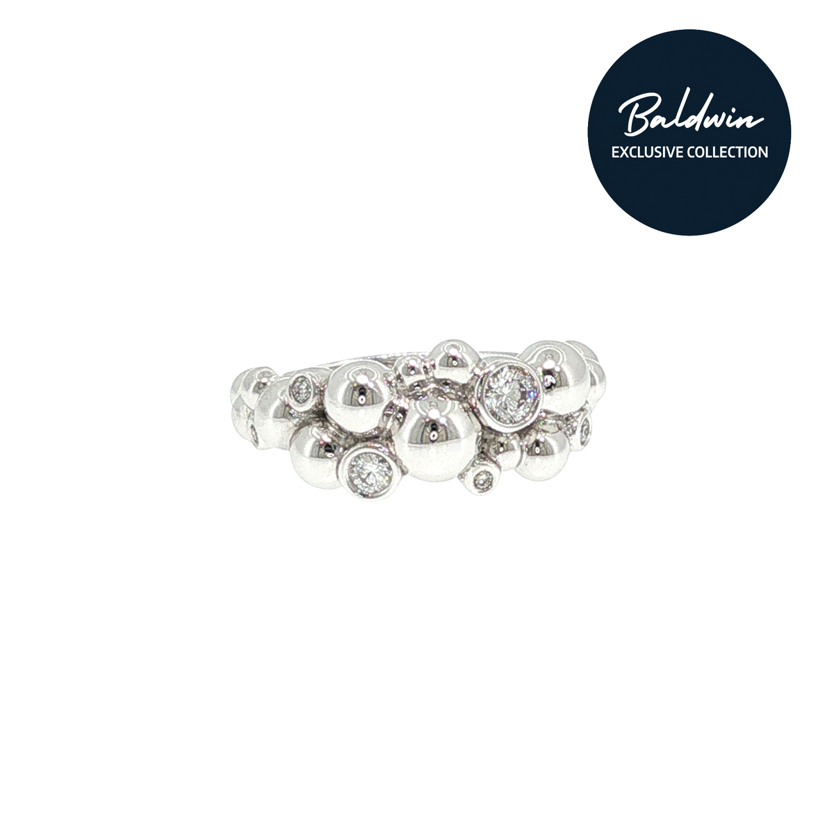 9ct White Gold 0.22ct Diamond Bubble Cluster Ring James Baldwin Exclusive Collection