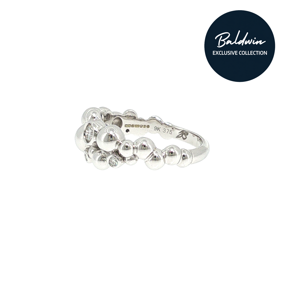 9ct White Gold 0.22ct Diamond Bubble Cluster Ring James Baldwin Exclusive Collection