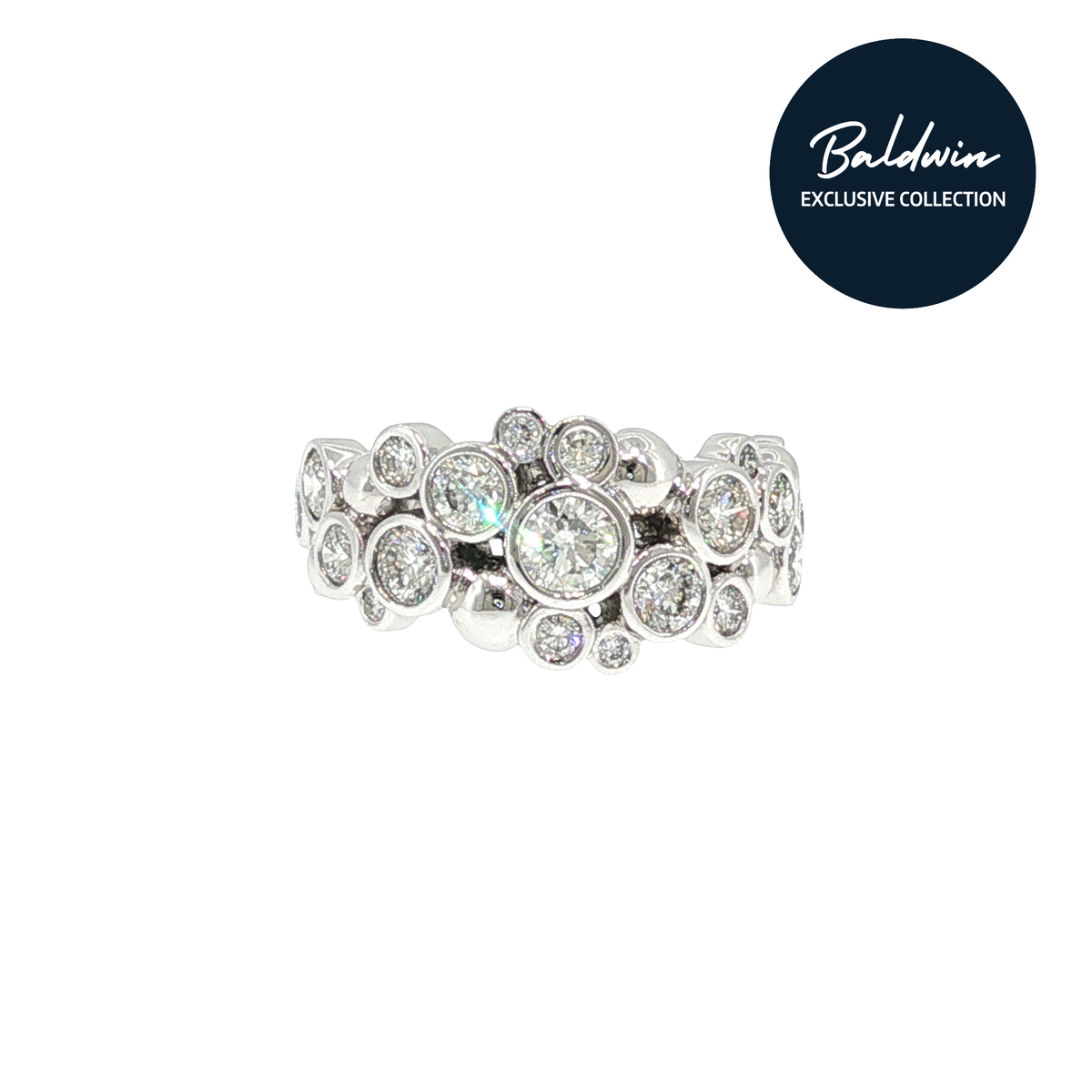 Platinum 1.79ct Diamond Bubble Cluster Ring James Baldwin Exclusive Collection, Effervescence