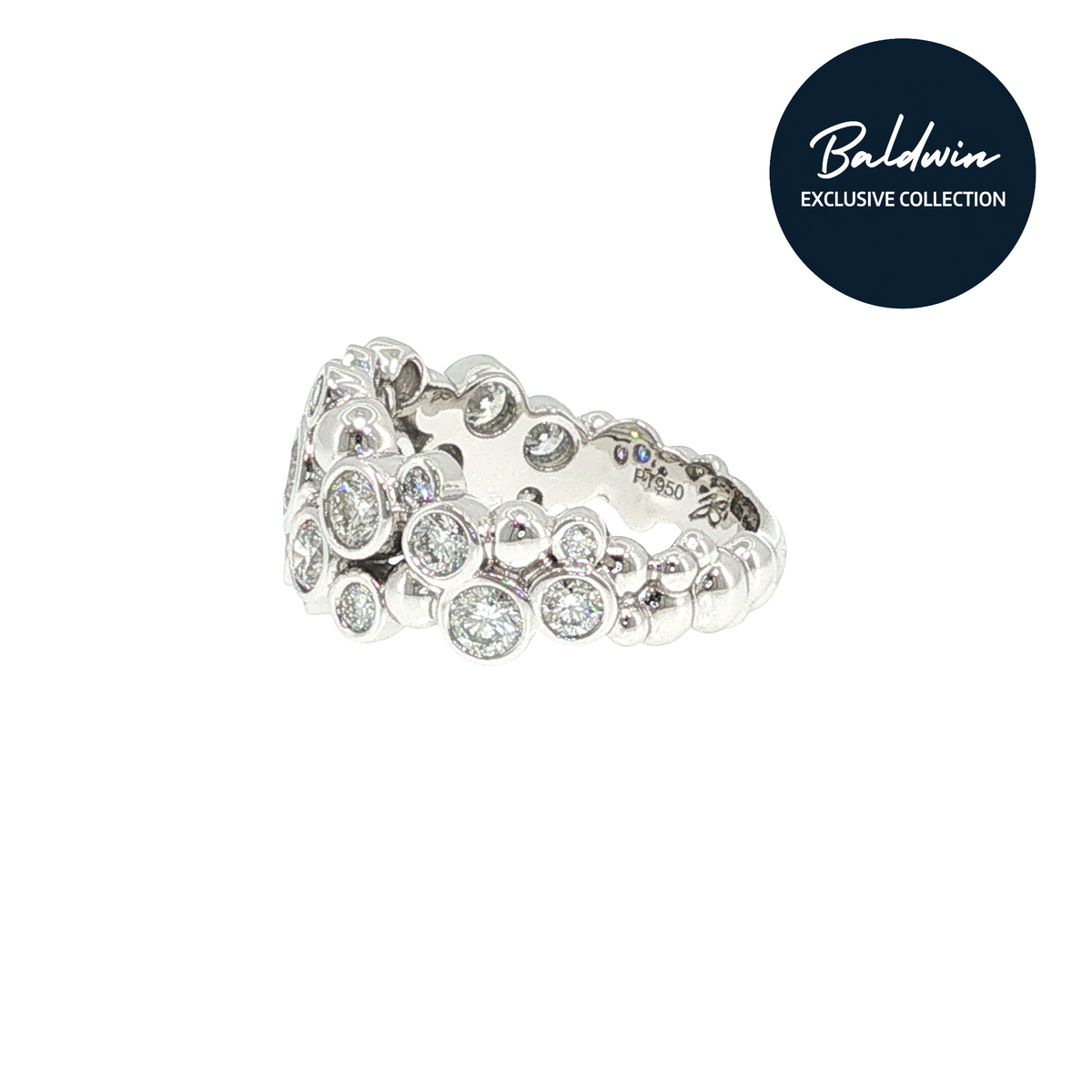 Platinum 1.79ct Diamond Bubble Cluster Ring James Baldwin Exclusive Collection, Effervescence