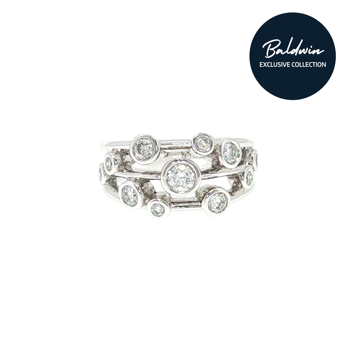 Platinum 0.86ct Diamond Multi-Band Ring James Baldwin Exclusive Anniversary Collection