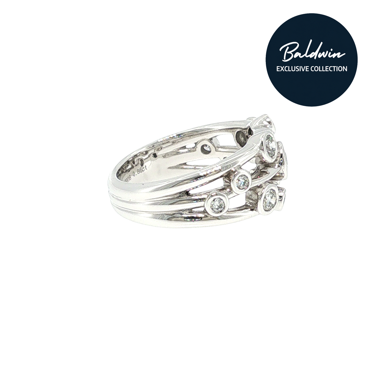 Platinum 0.86ct Diamond Multi-Band Ring James Baldwin Exclusive Anniversary Collection
