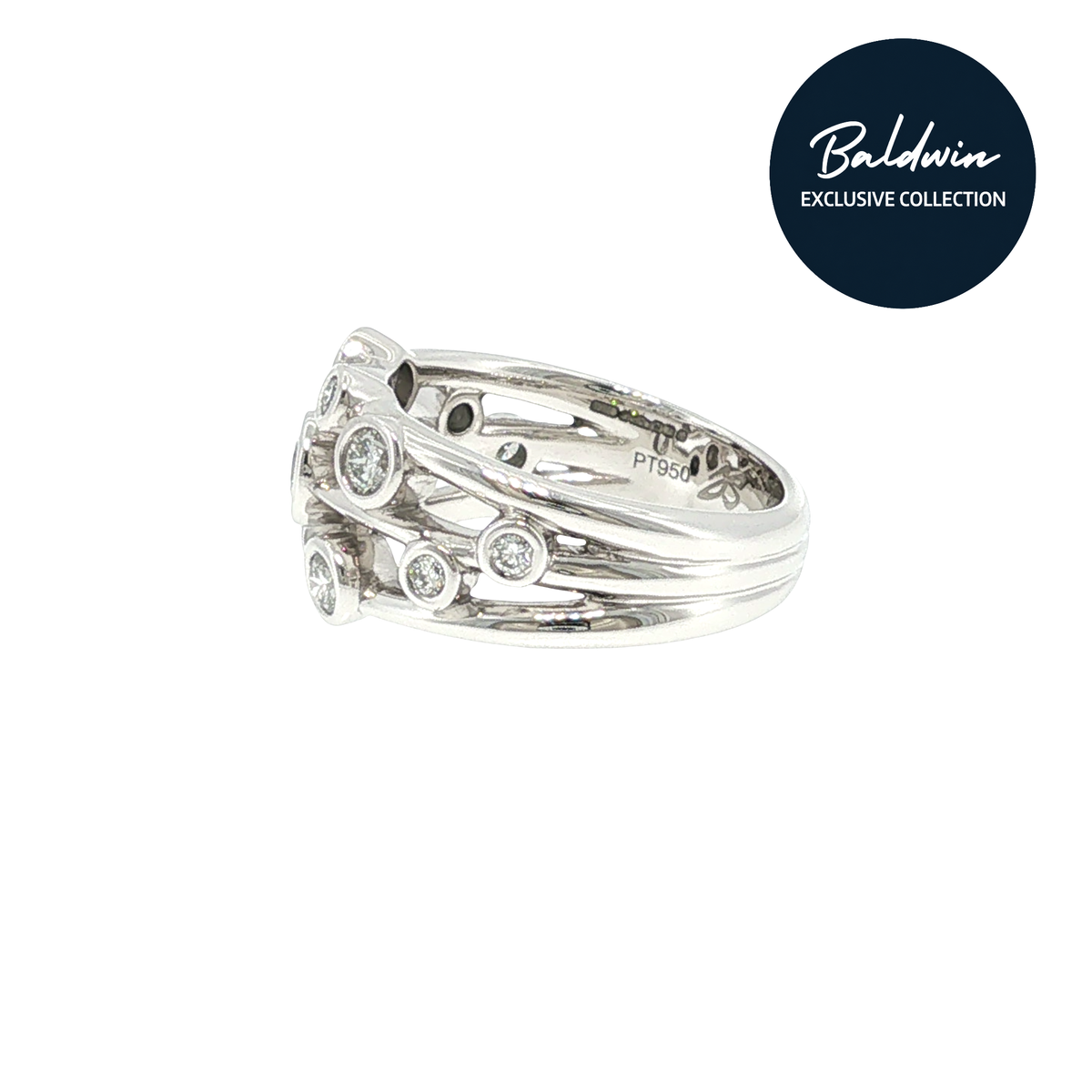Platinum 0.86ct Diamond Multi-Band Ring James Baldwin Exclusive Anniversary Collection