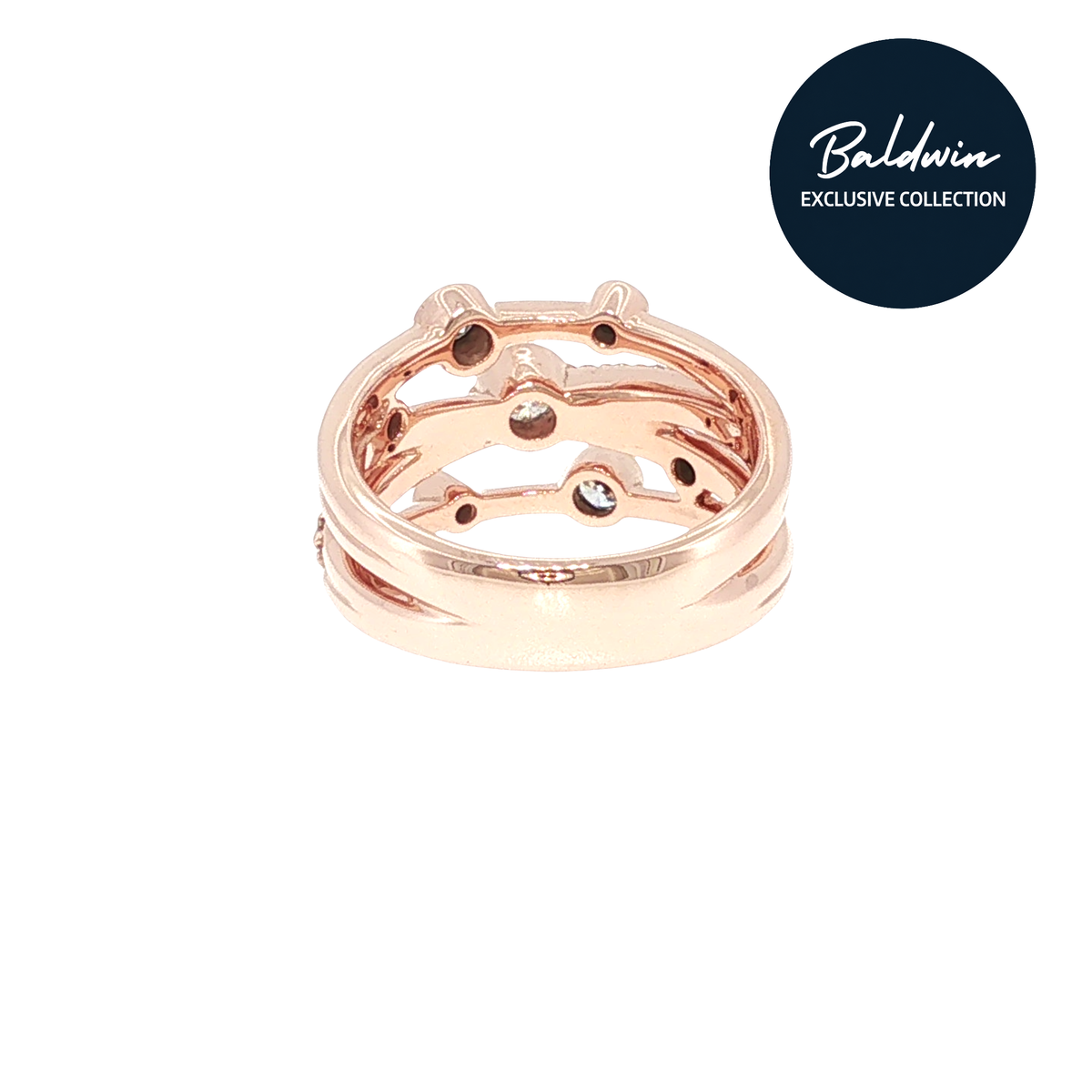 9ct Rose Gold 0.74ct Diamond Criss-Cross Multi-Band Ring James Baldwin Exclusive Collection, Effervescence