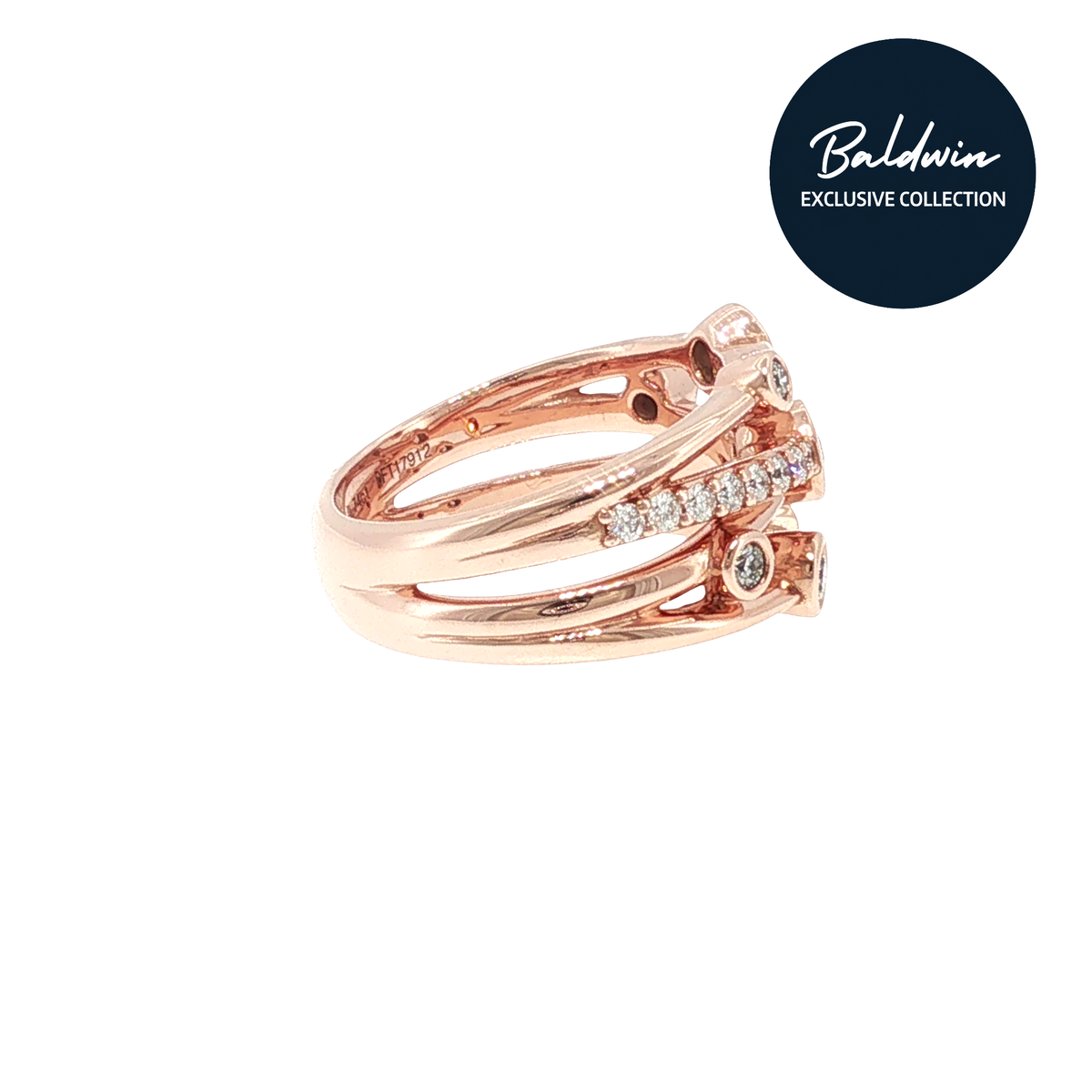 9ct Rose Gold 0.74ct Diamond Criss-Cross Multi-Band Ring James Baldwin Exclusive Collection, Effervescence