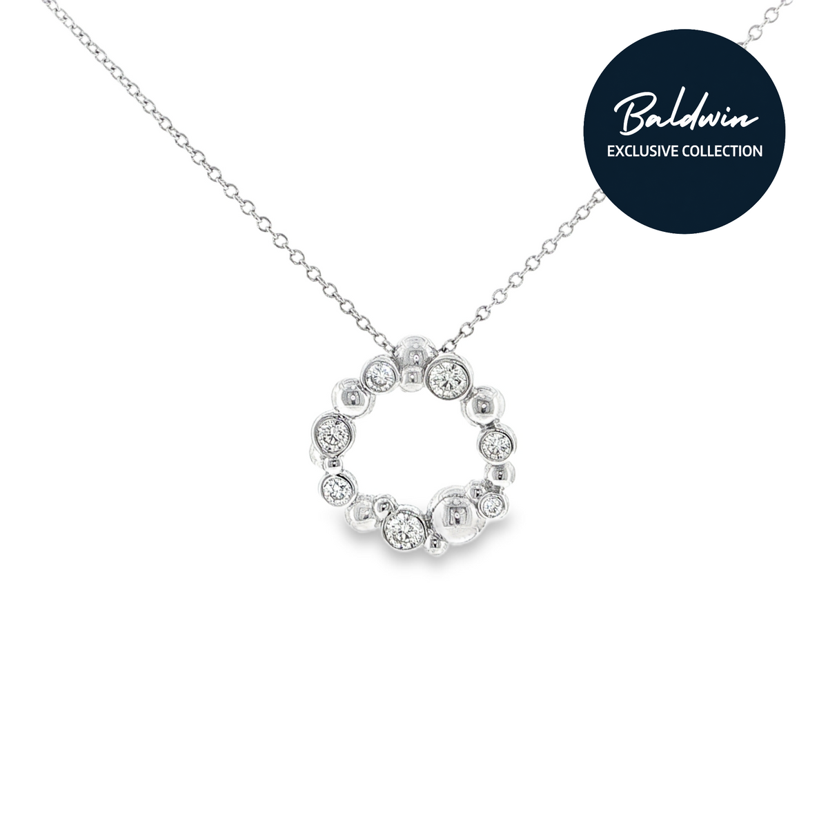 9ct White Gold Diamond Bubble Pendant James Baldwin Exclusive Anniversary Collection, Effervescence