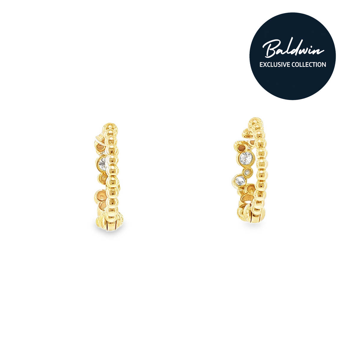 9ct Yellow Gold Rubover Set 1.42ct Diamond Bubble Hoop Earrings James Baldwin Exclusive Collection, Effervescence