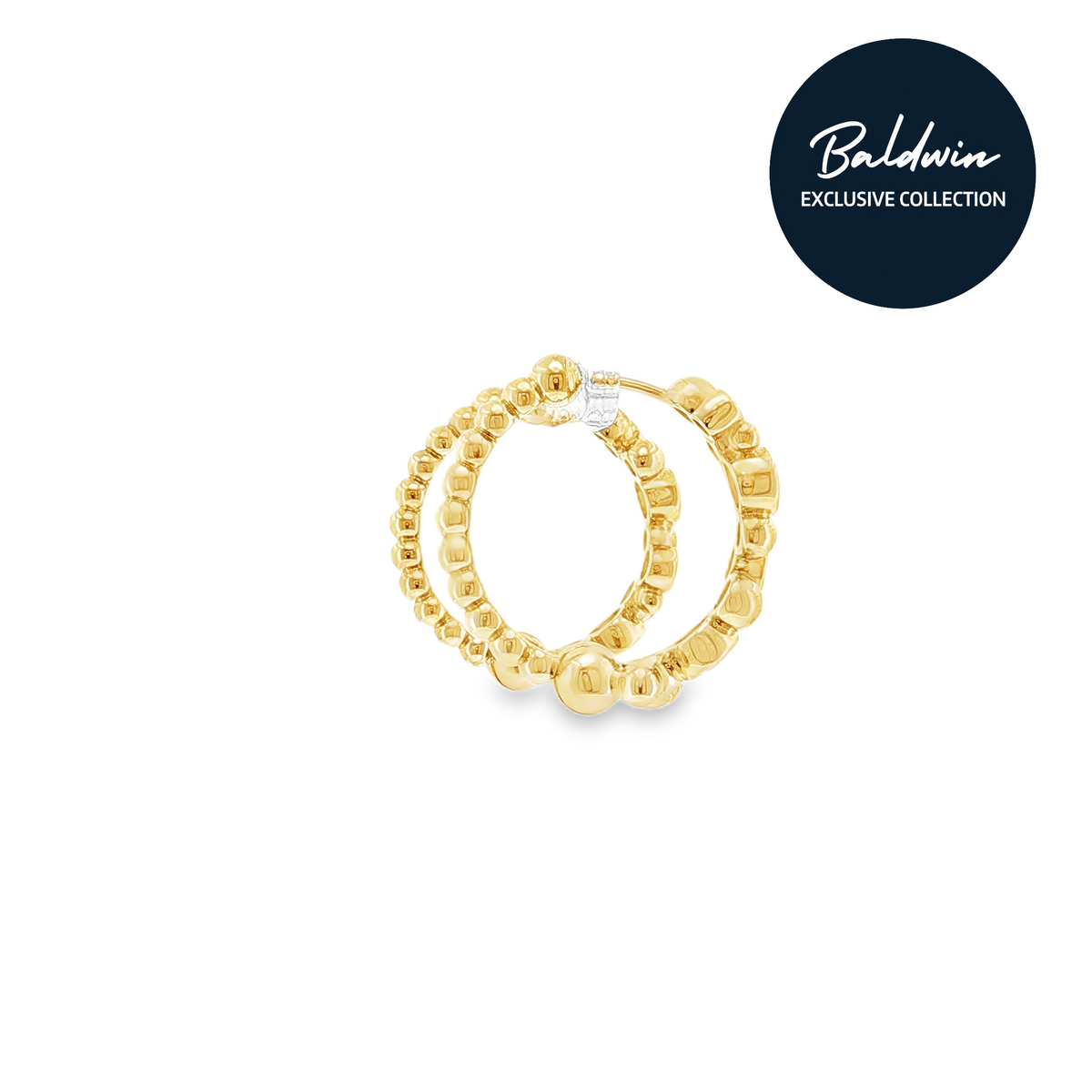9ct Yellow Gold Rubover Set 1.42ct Diamond Bubble Hoop Earrings James Baldwin Exclusive Collection, Effervescence