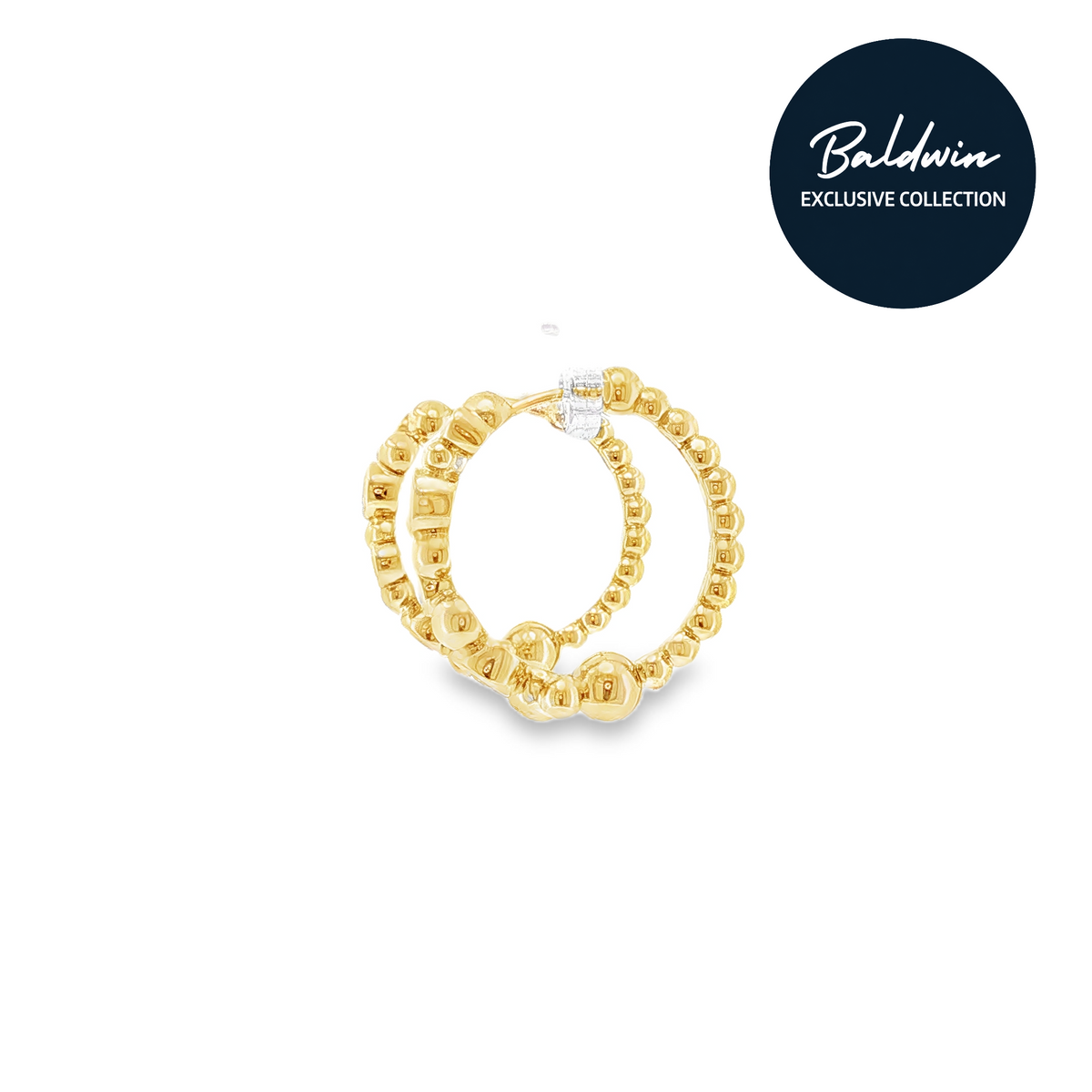9ct Yellow Gold Rubover Set 1.42ct Diamond Bubble Hoop Earrings James Baldwin Exclusive Collection, Effervescence
