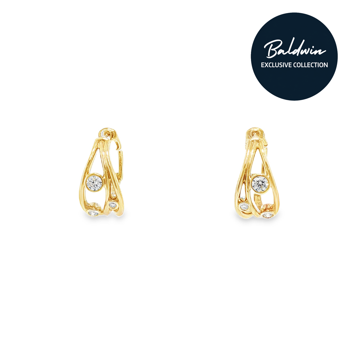 9ct Yellow Gold and 0.58ct Diamond Hoop Earring James Baldwin Exclusive Anniversary Collection, Effervescence