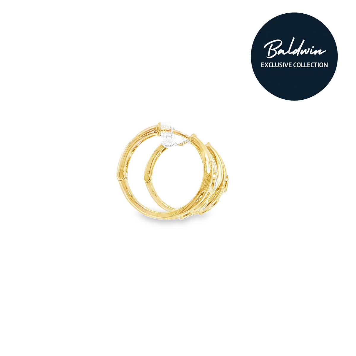 9ct Yellow Gold and 0.58ct Diamond Hoop Earring James Baldwin Exclusive Anniversary Collection, Effervescence