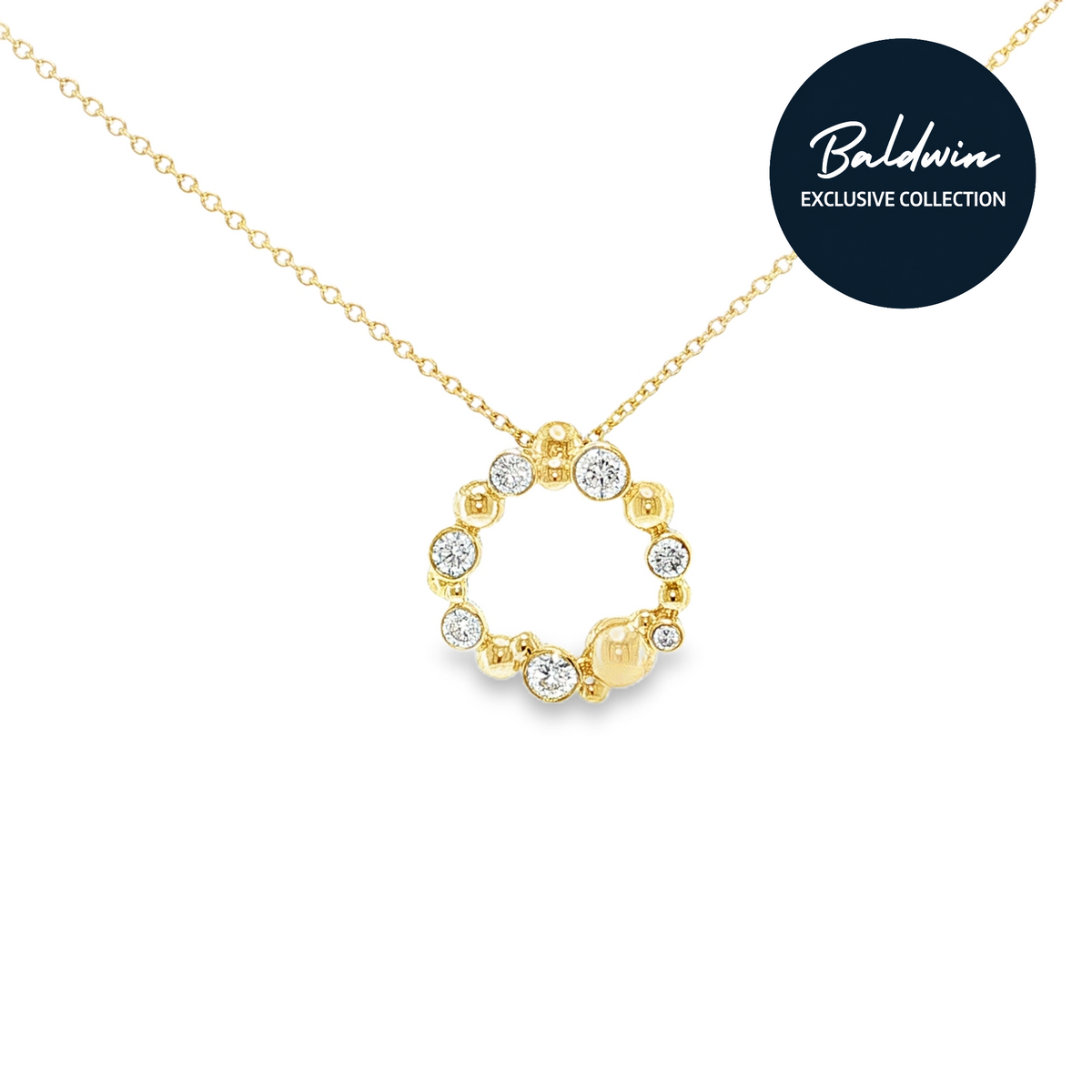 9ct Yellow Gold 0.60ct Diamond Bubble Circle Pendant James Baldwin Exclusive Collection, Effervescence