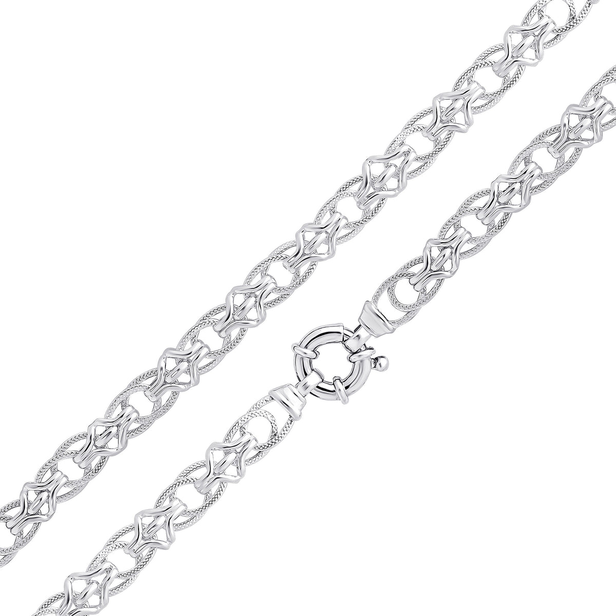 Silver 10mm Double Oval Textured 17" Bolt Ring
