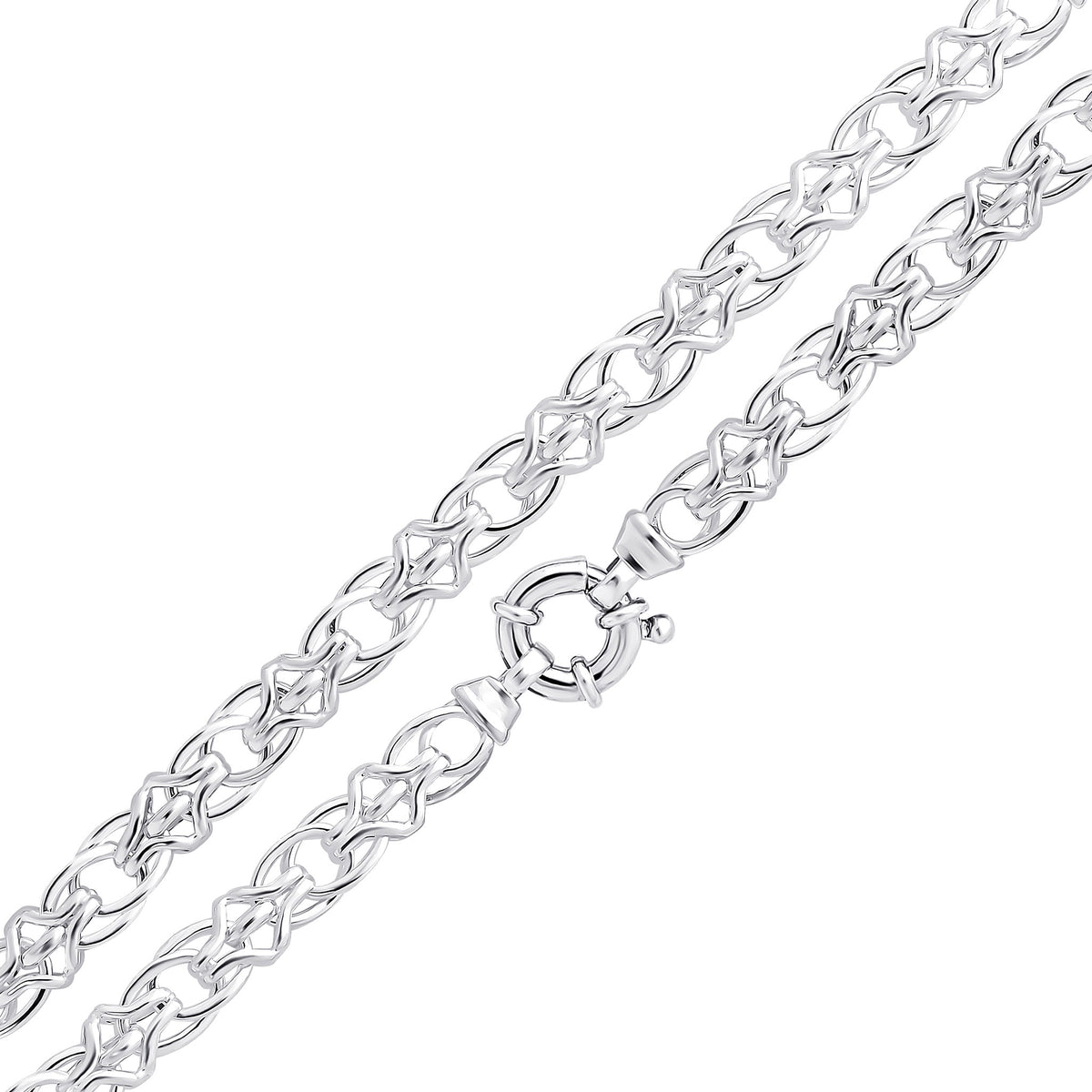 Silver 10mm Double Oval Link Plain 17" Bolt Ring