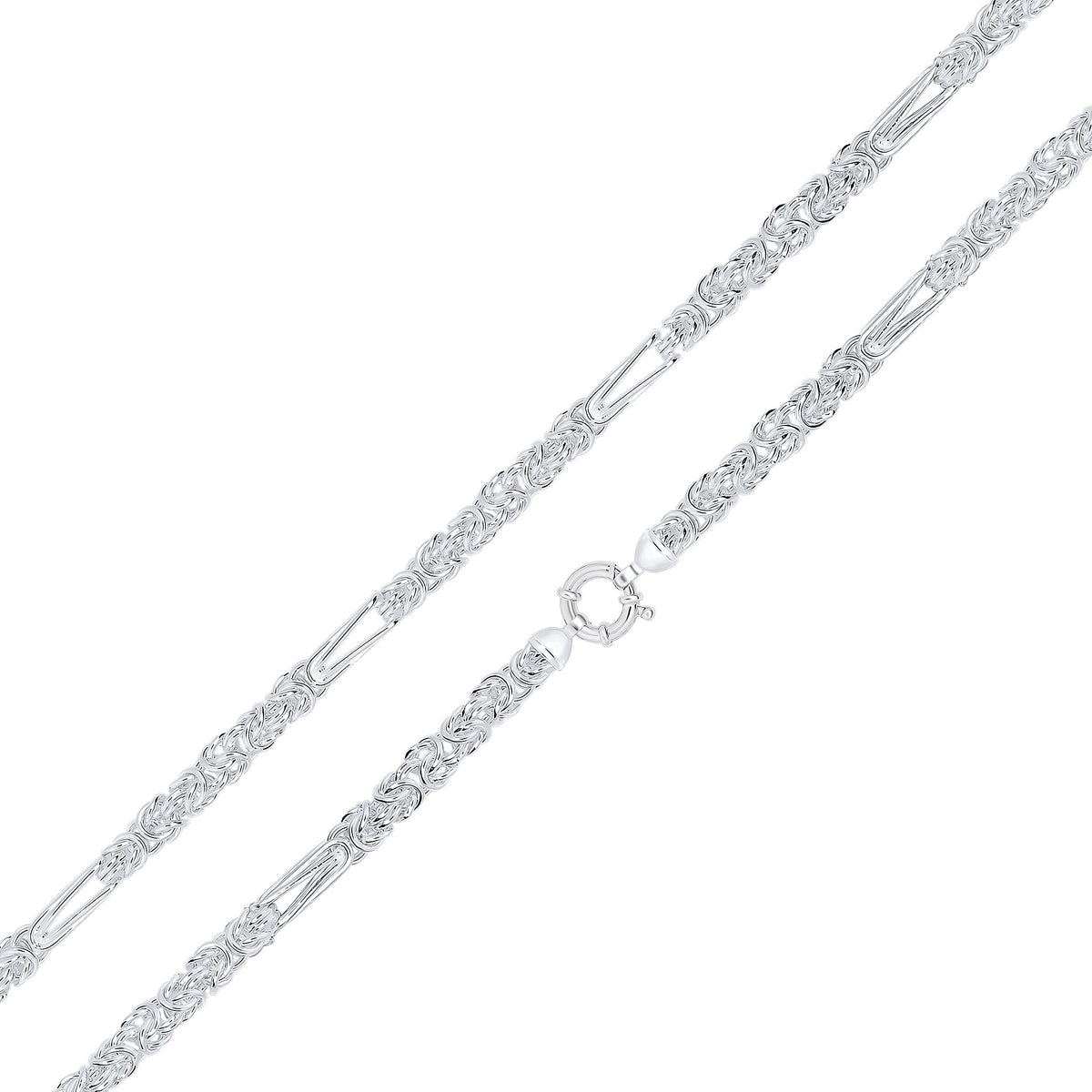 Silver 5mm Byzantine Long/Short 18" Bolt Ring