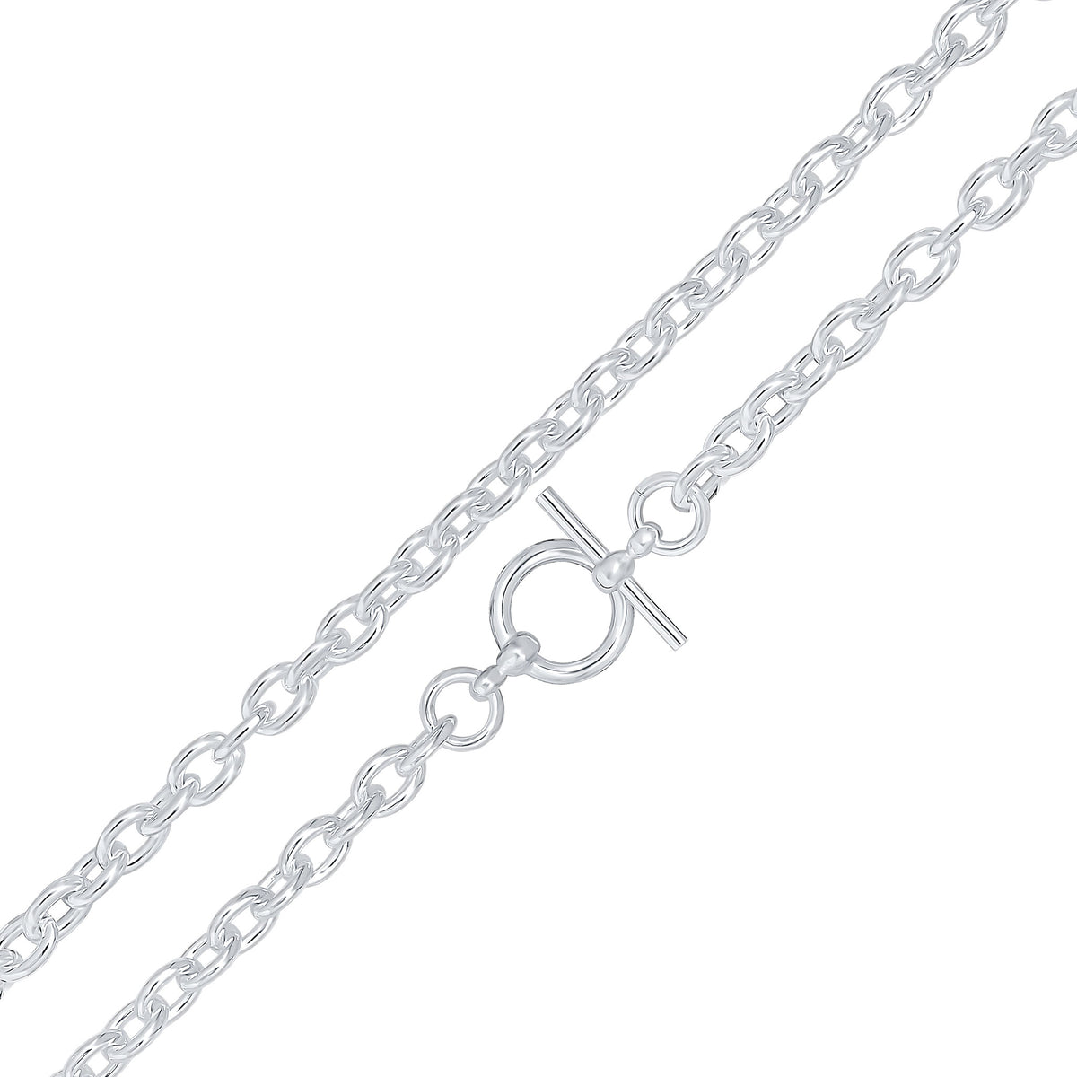 Silver 7mm Cable Chain T-Bar 18"