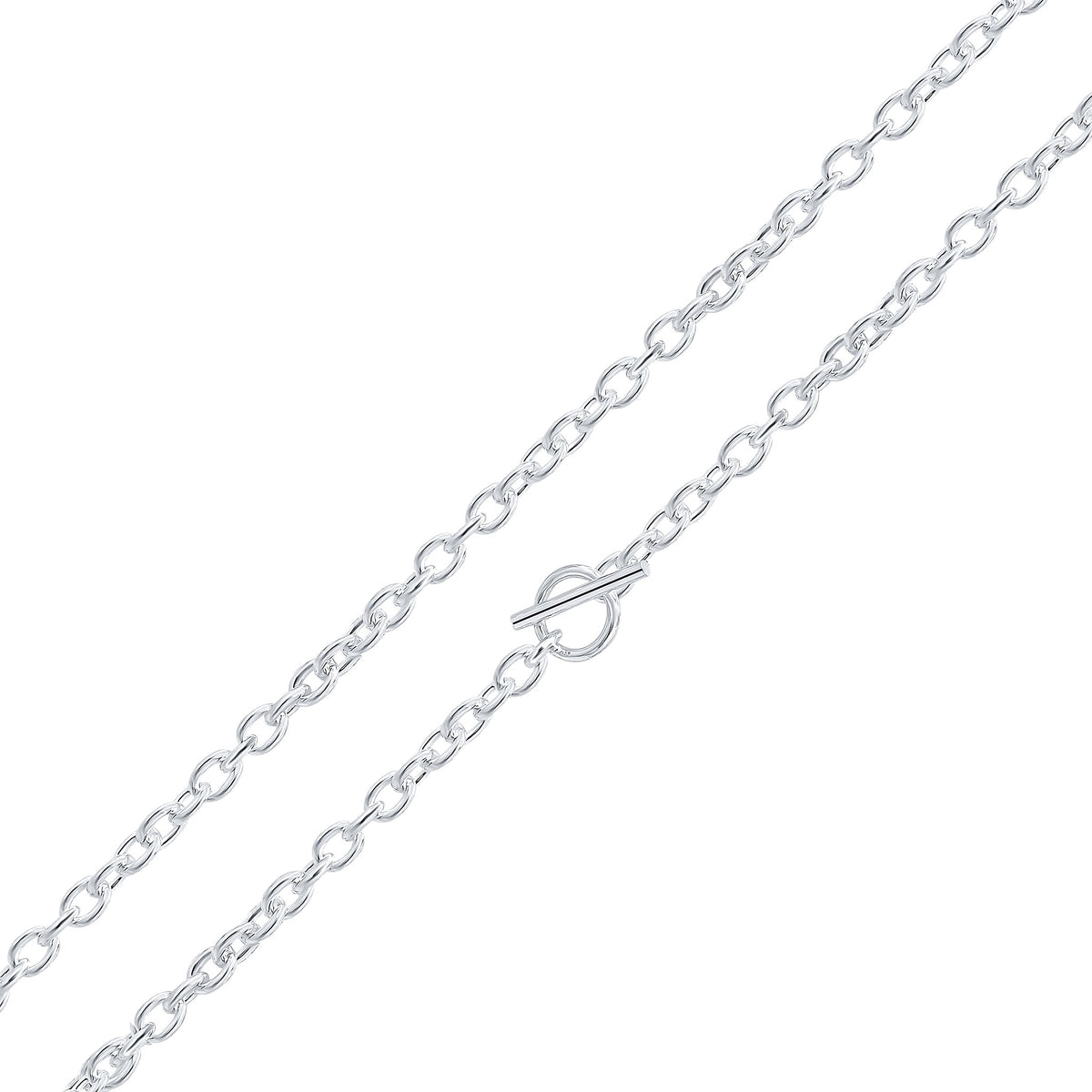 Silver 6mm Cable Chain T-Bar 18"