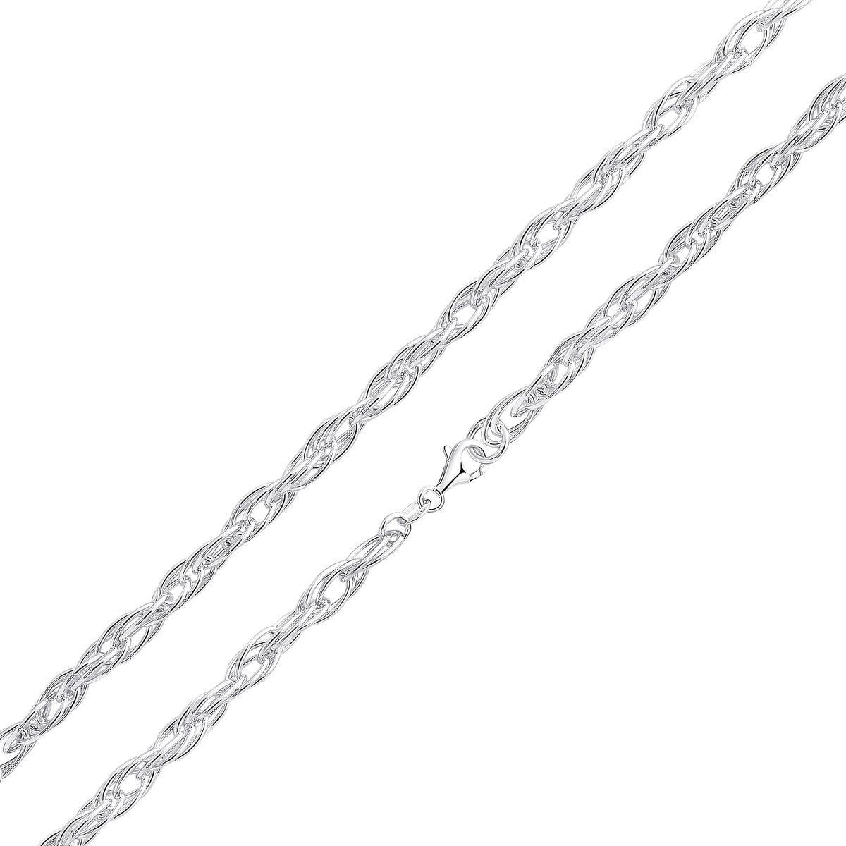 Silver 6mm Oval Rope Plain 18"