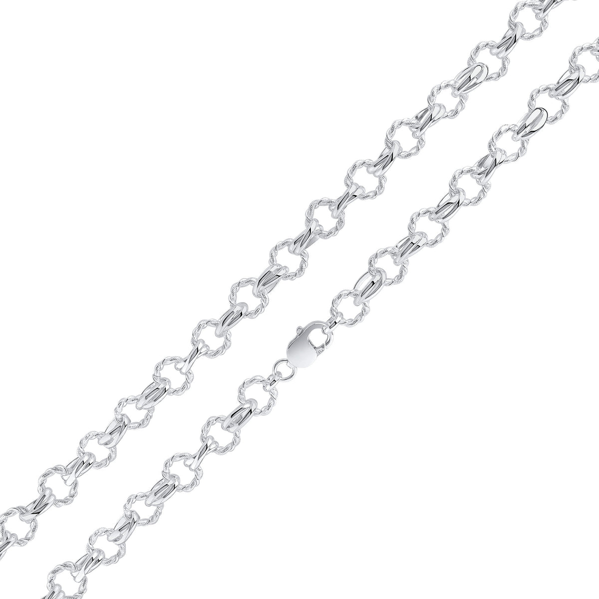Silver 10mm Fancy Round Twist 18"