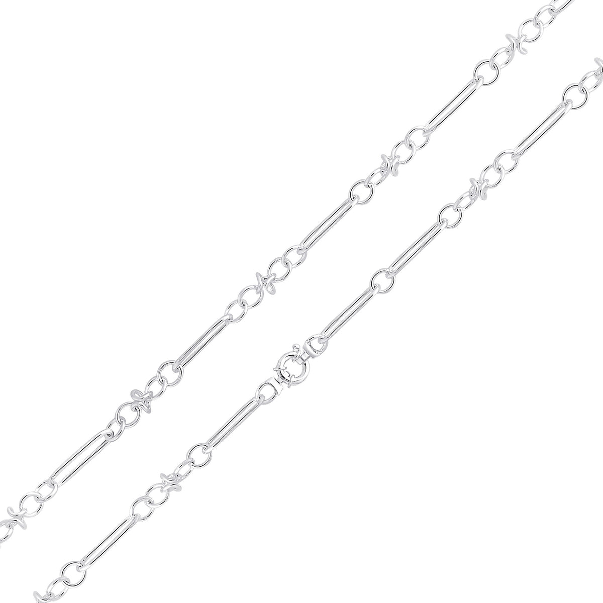 Silver 5mm Long Oval Knot 18"