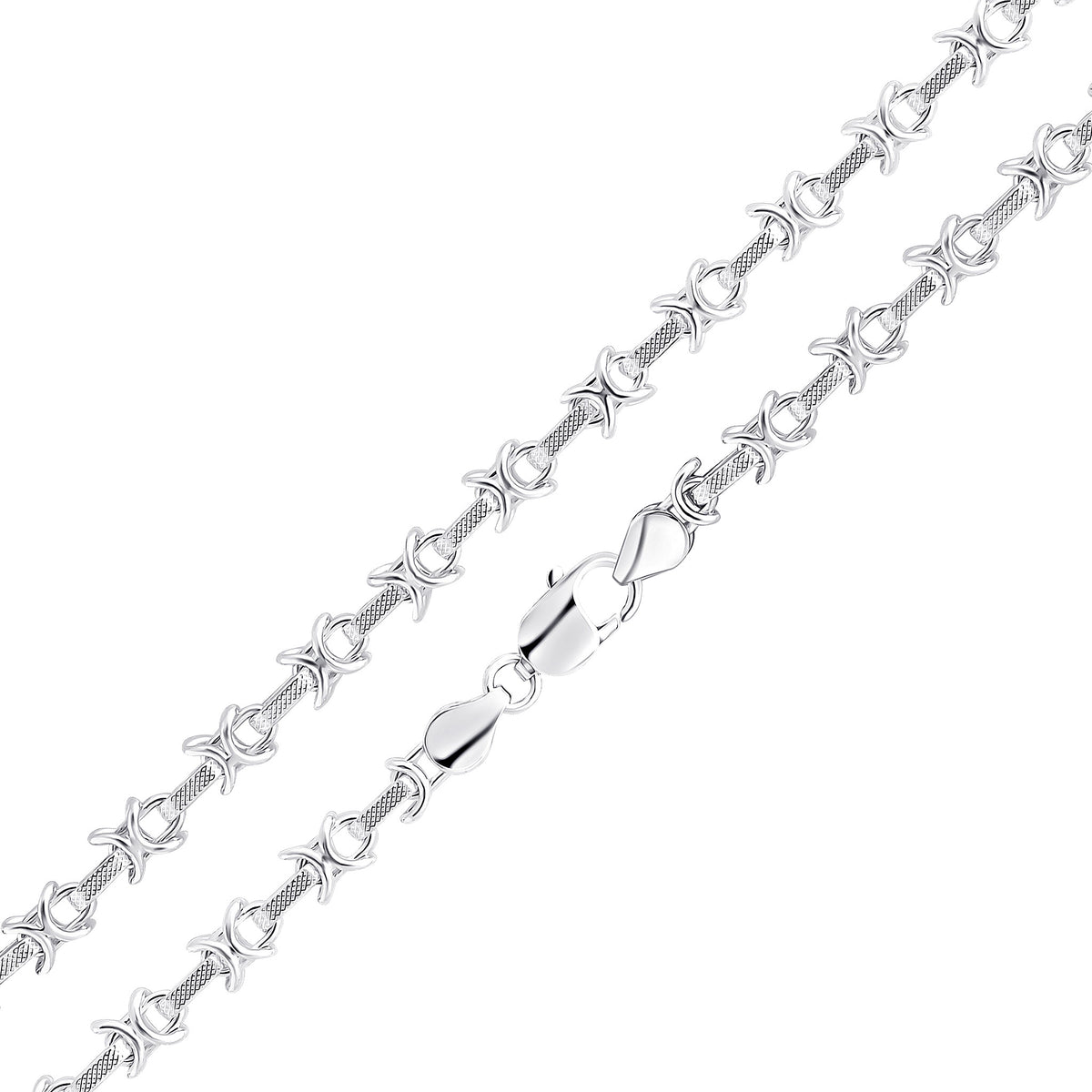 Silver 7mm Textured Kiss 18"