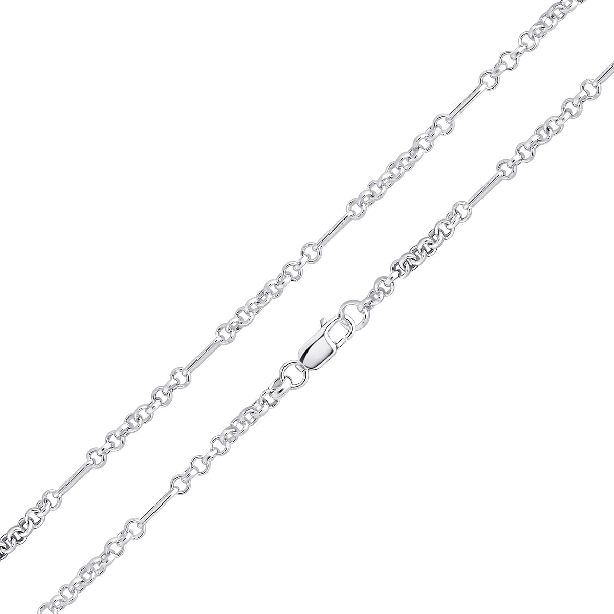 Silver 4mm Oval Round Figaro 18"